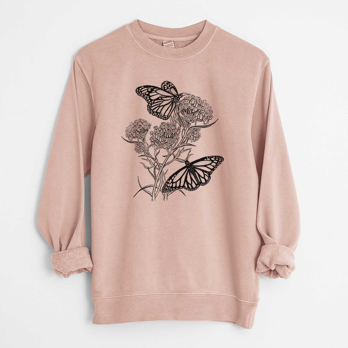 Narrowleaf Milkweed with Monarchs - Unisex Pigment Dyed Crew Sweatshirt