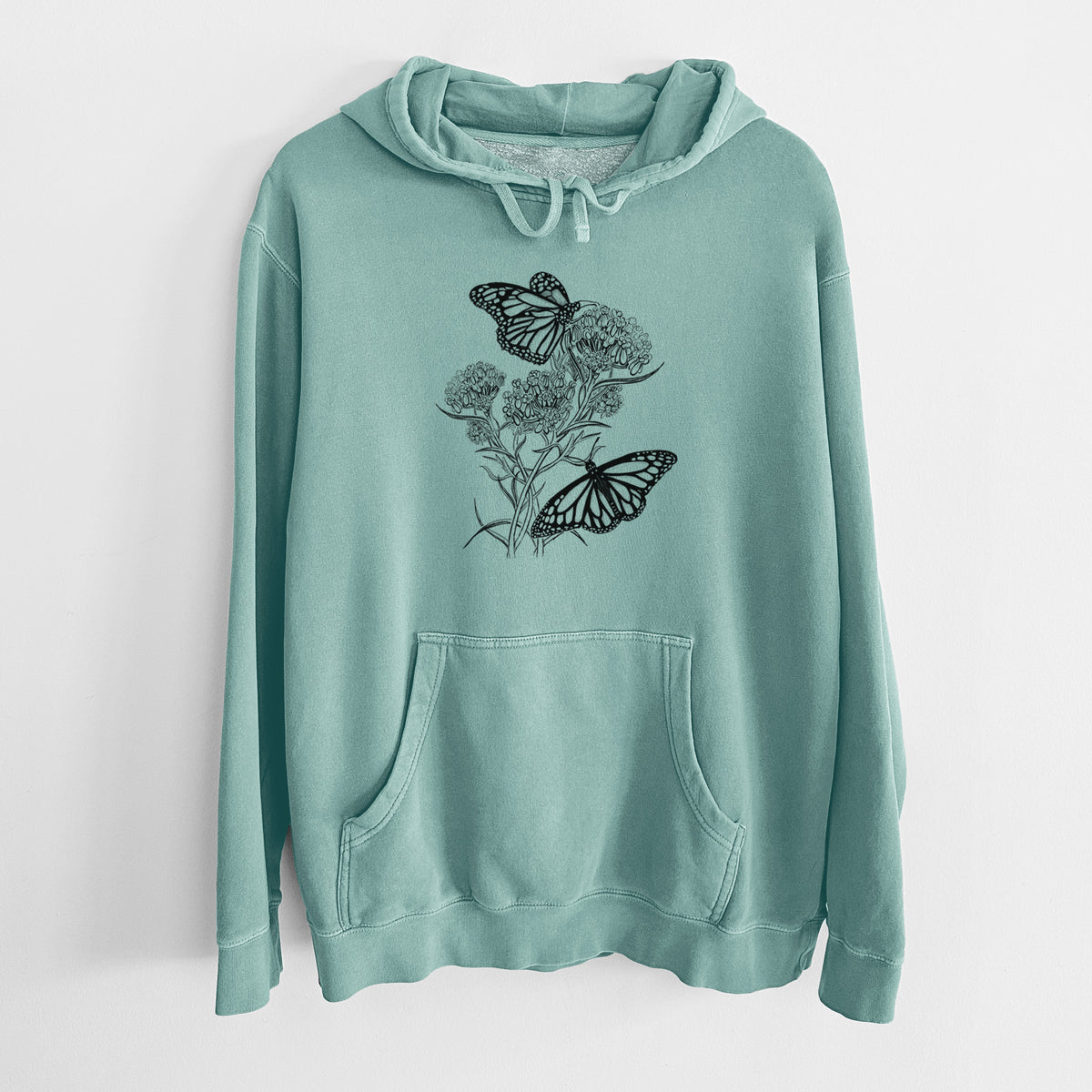 Narrowleaf Milkweed with Monarchs - Unisex Pigment Dyed Hoodie