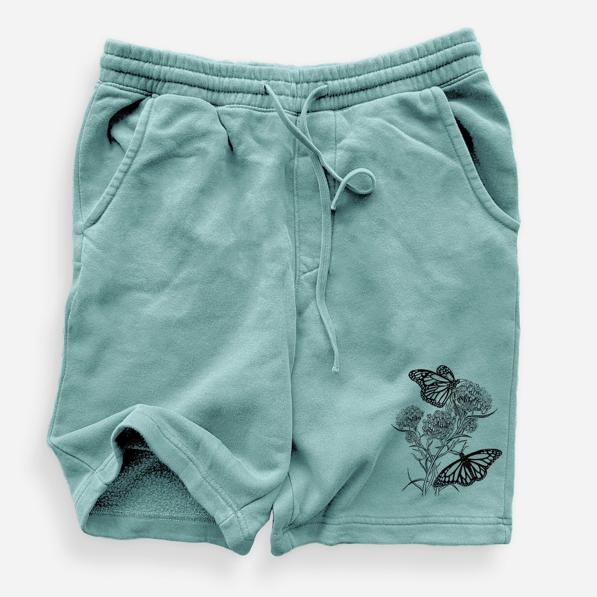 Narrowleaf Milkweed with Monarchs - Unisex Pigment Dyed Shorts
