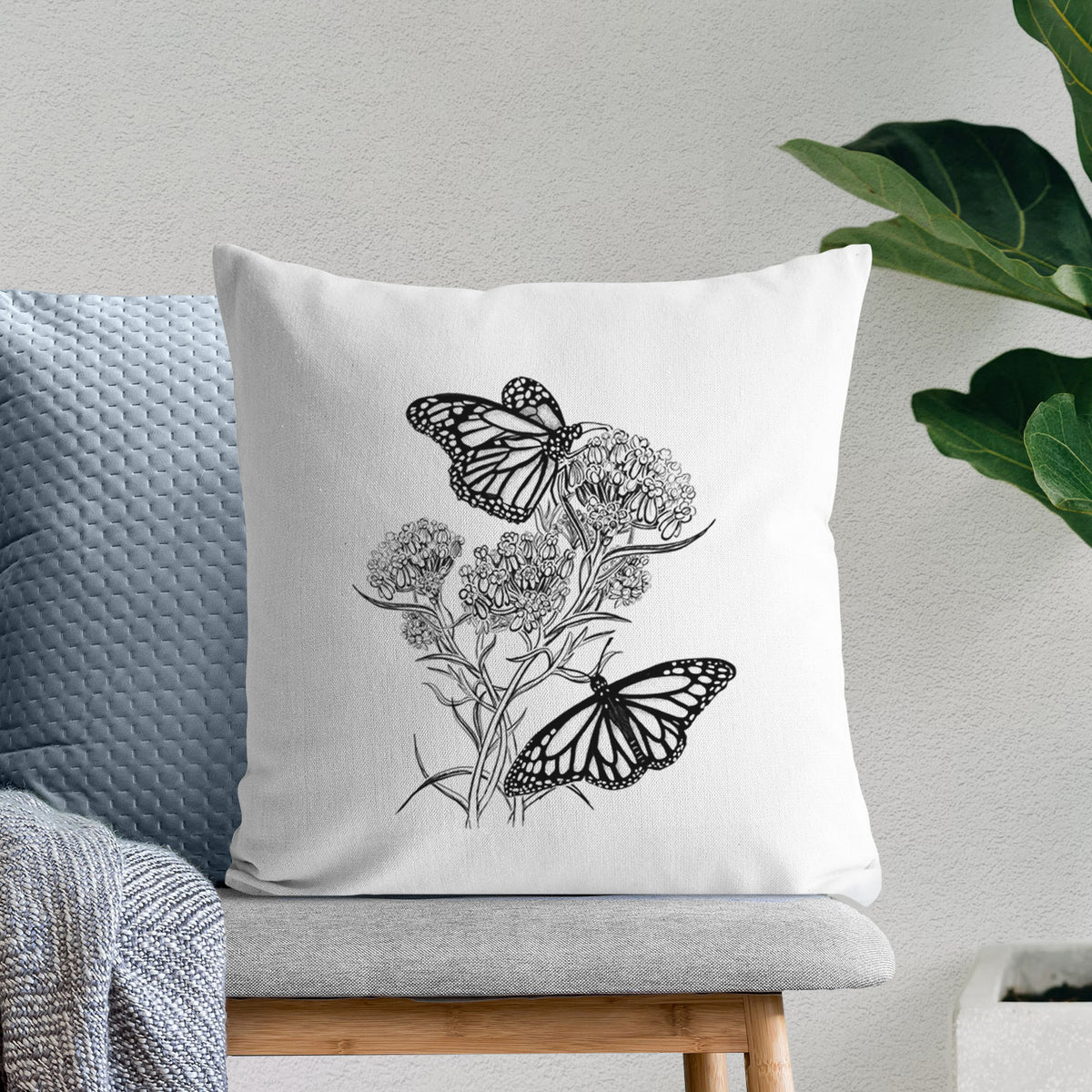 Narrowleaf Milkweed with Monarchs - Throw Pillow Cover