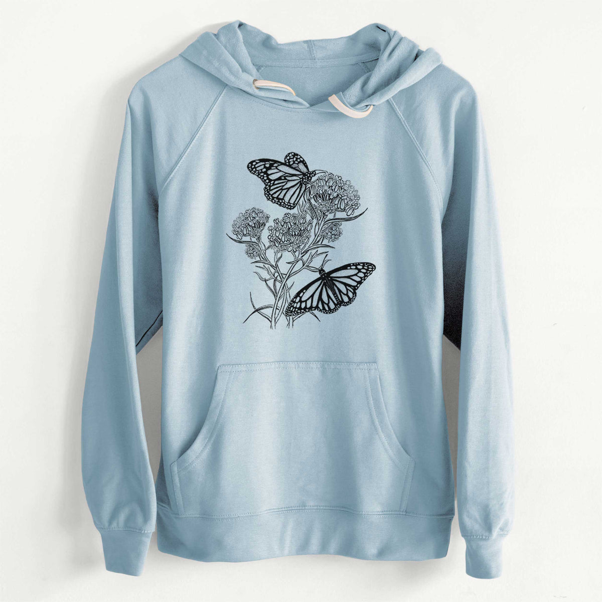 CLEARANCE - Narrowleaf Milkweed with Monarchs  - Unisex Slim Fit Loopback Terry Hoodie