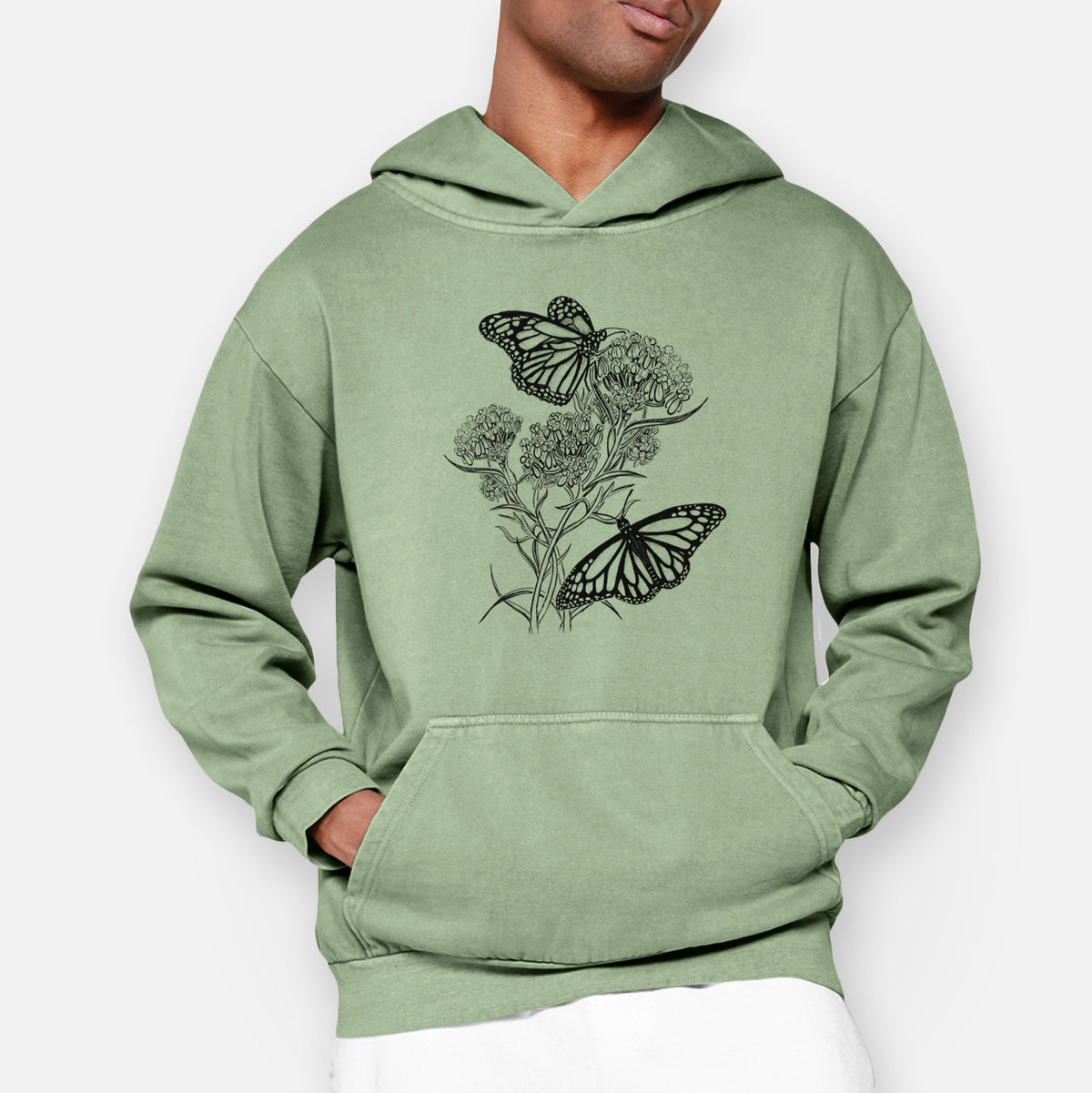 Narrowleaf Milkweed with Monarchs  - Urban Heavyweight Hoodie