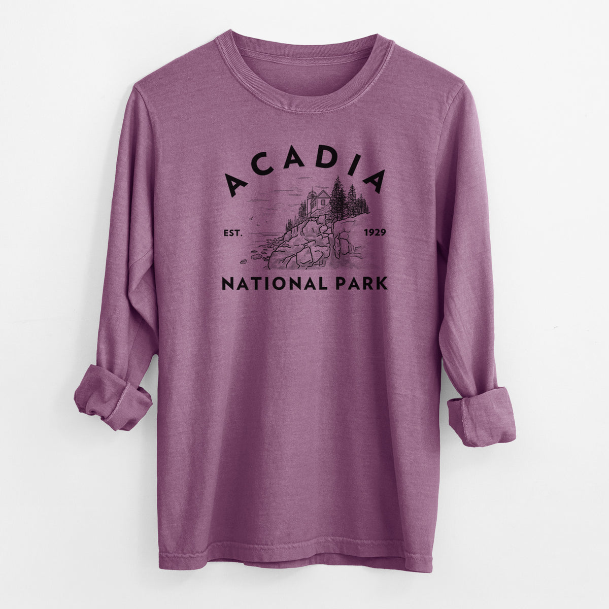 Acadia National Park - Men&#39;s Heavyweight 100% Cotton Long Sleeve