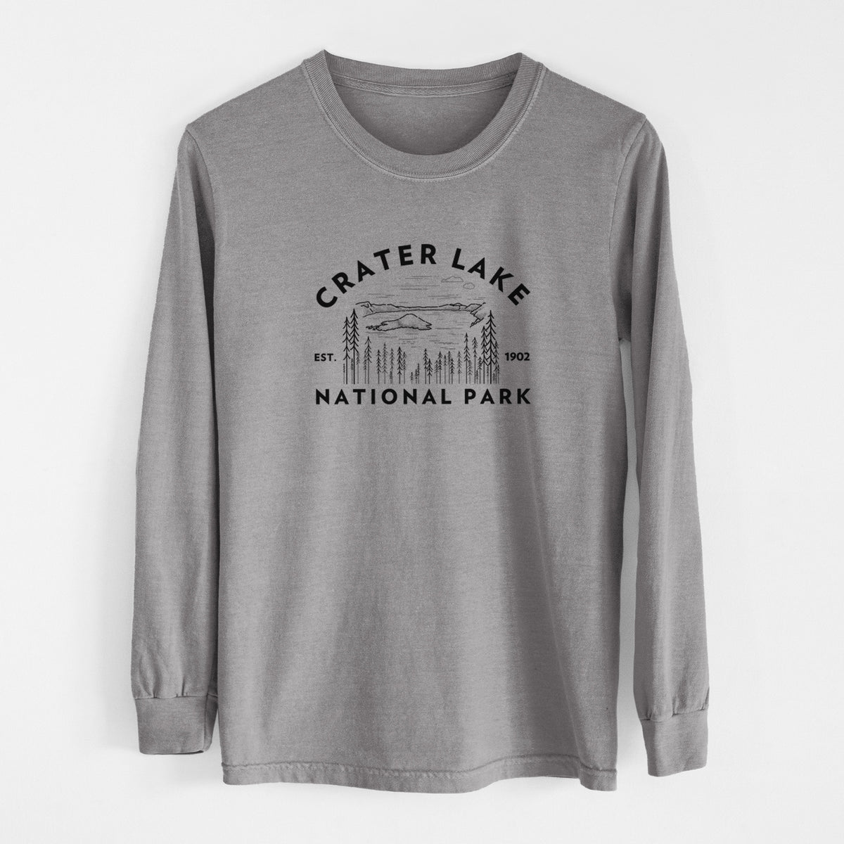 Crater Lake National Park - Men&#39;s Heavyweight 100% Cotton Long Sleeve