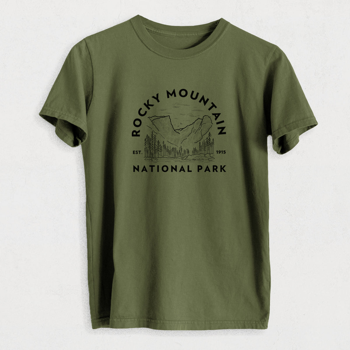 Rocky Mountain National Park - Heavyweight Men&#39;s 100% Organic Cotton Tee