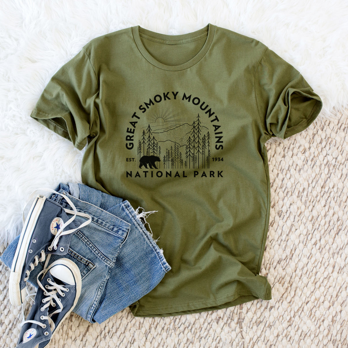 Great Smoky Mountains National Park - Unisex Crewneck - Made in USA - 100% Organic Cotton