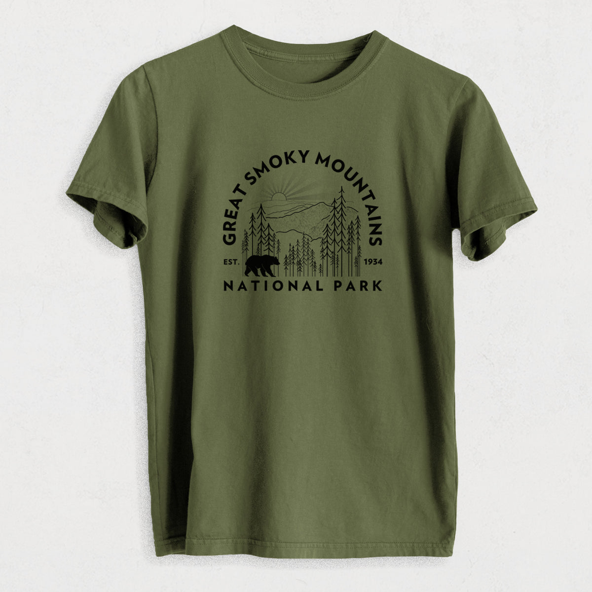 Great Smoky Mountains National Park - Heavyweight Men&#39;s 100% Organic Cotton Tee
