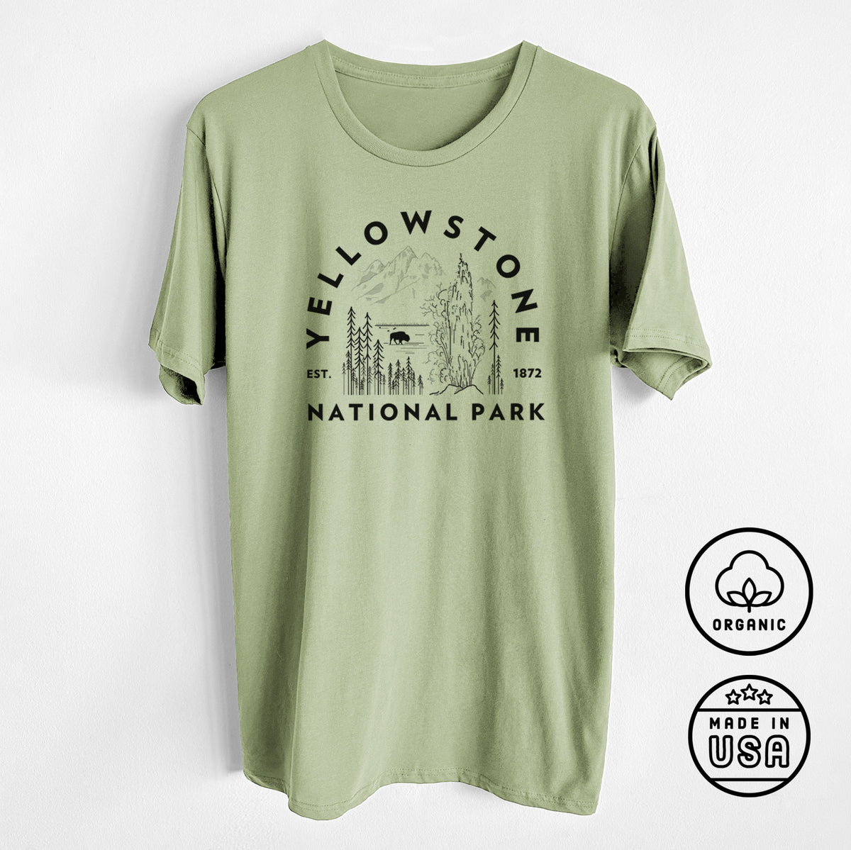 CLOSEOUT - Yellowstone National Park - Unisex Crewneck - Made in USA - 100% Organic Cotton