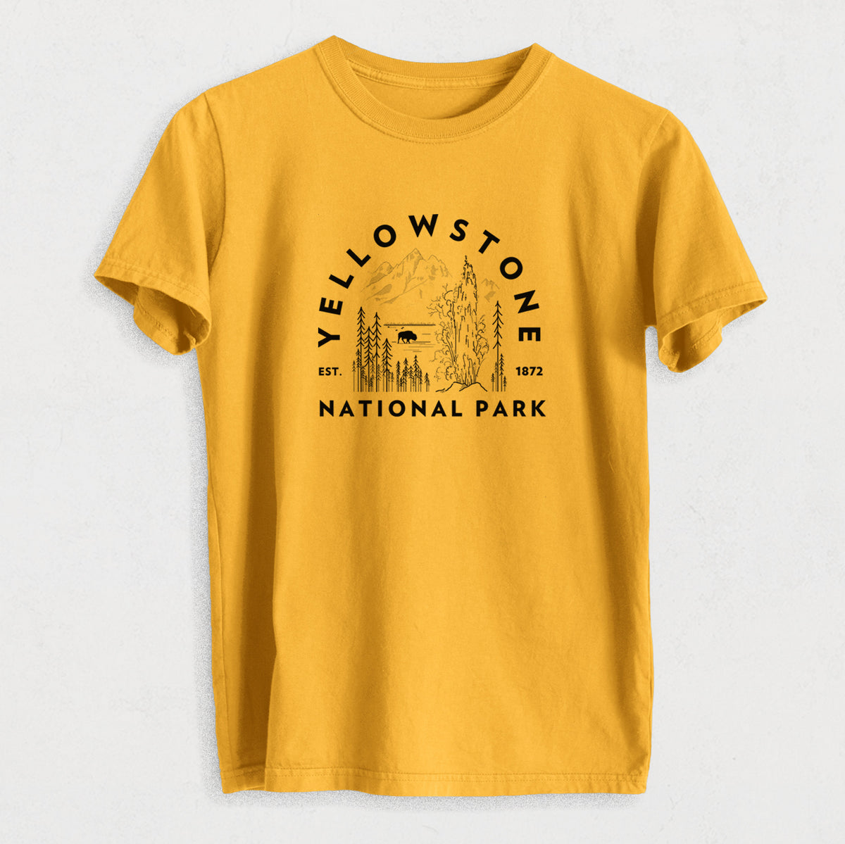Yellowstone National Park - Heavyweight Men&#39;s 100% Organic Cotton Tee