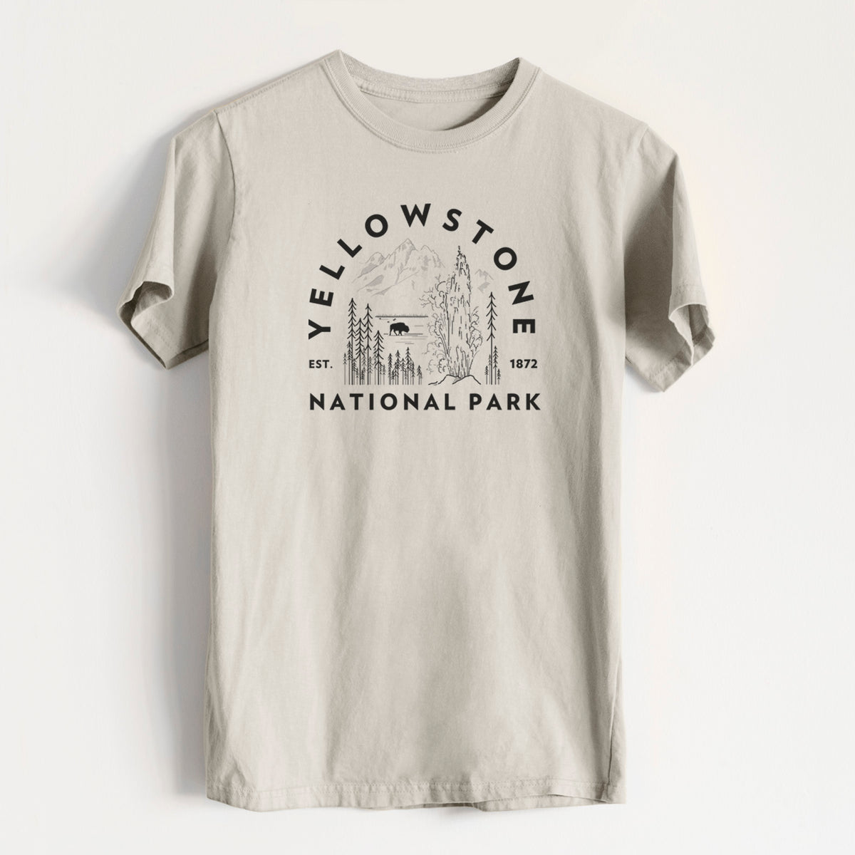 Yellowstone National Park - Heavyweight Men&#39;s 100% Organic Cotton Tee