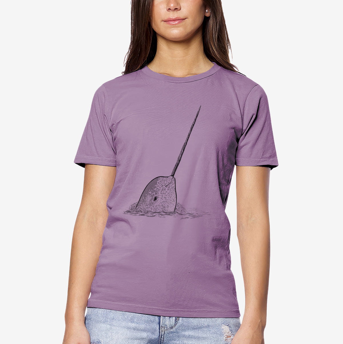 CLOSEOUT - Narwhal - Monodon monoceros - Unisex Crewneck - Made in USA - 100% Organic Cotton