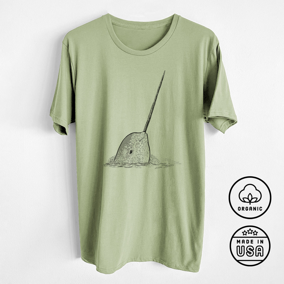 CLOSEOUT - Narwhal - Monodon monoceros - Unisex Crewneck - Made in USA - 100% Organic Cotton