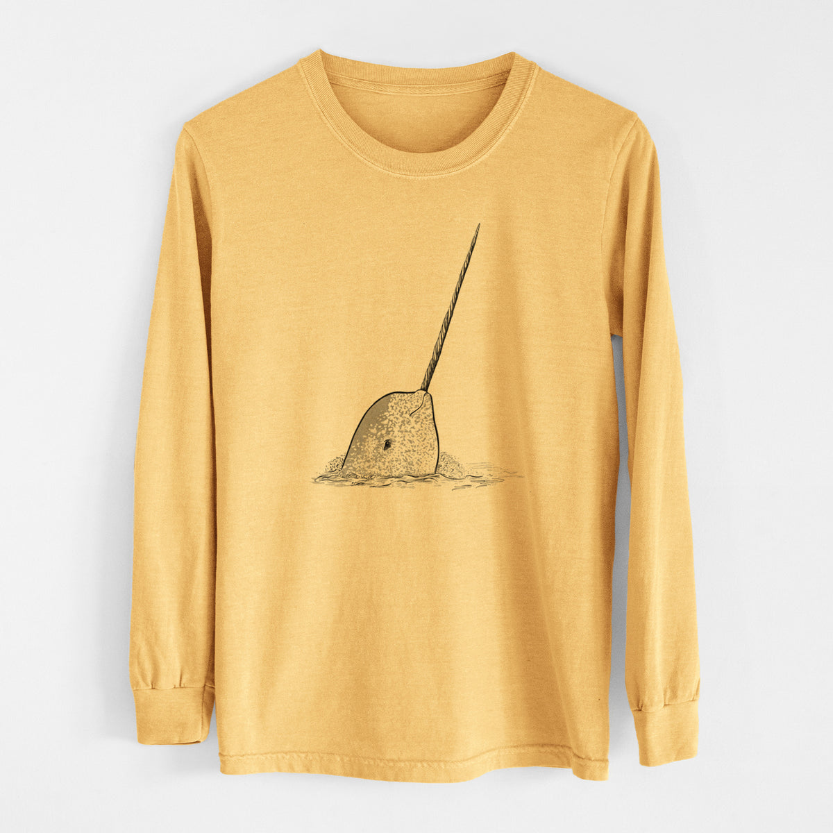 Narwhal - Monodon monoceros - Men&#39;s Heavyweight 100% Cotton Long Sleeve