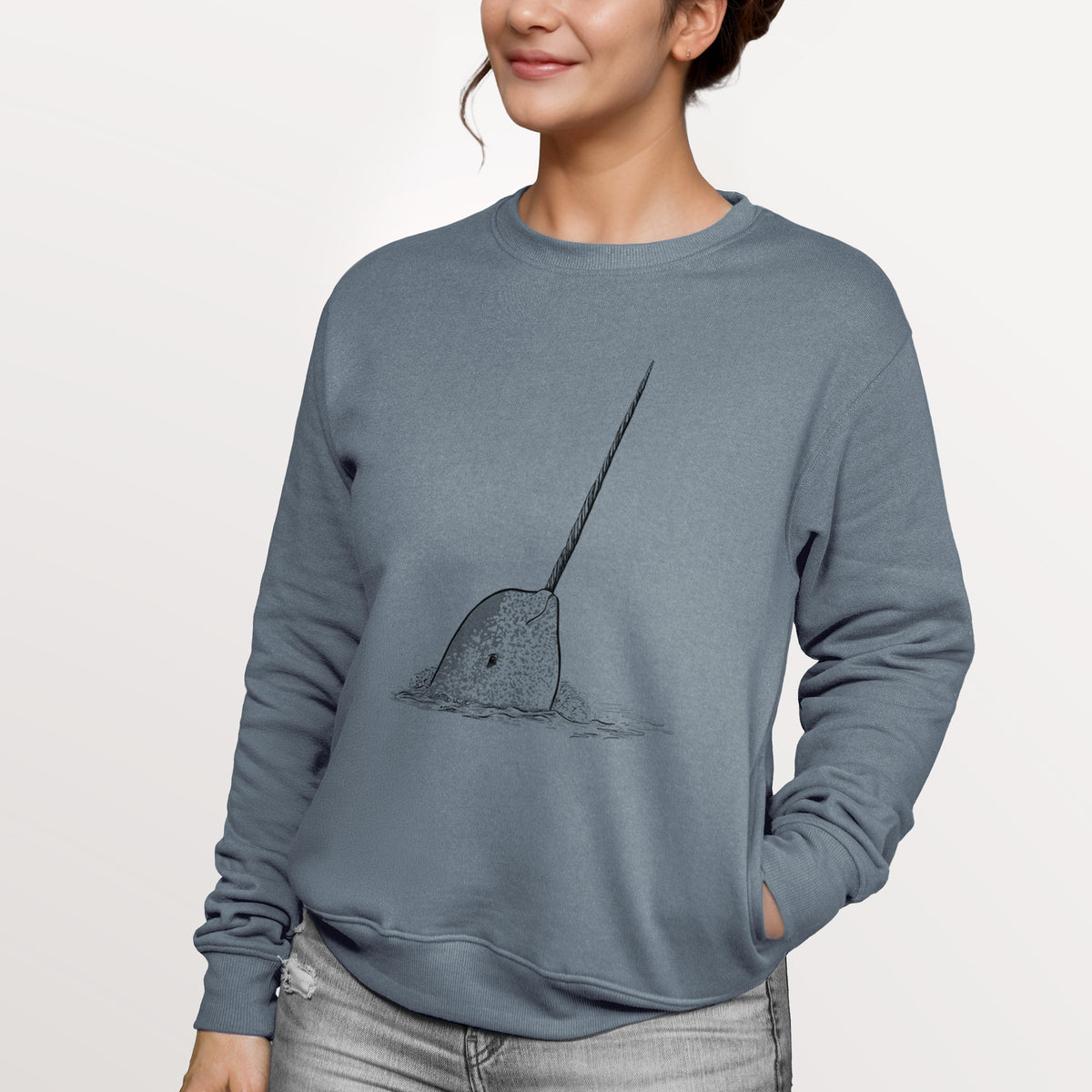 Narwhal - Monodon monoceros  - Unisex Reclaimed Crewneck Sweatshirt