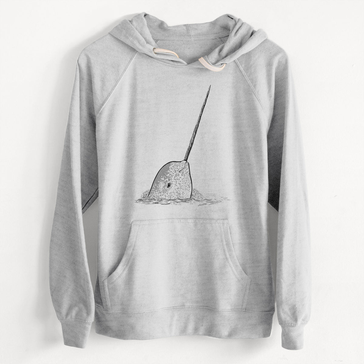 CLEARANCE - Narwhal - Monodon monoceros  - Unisex Slim Fit Loopback Terry Hoodie