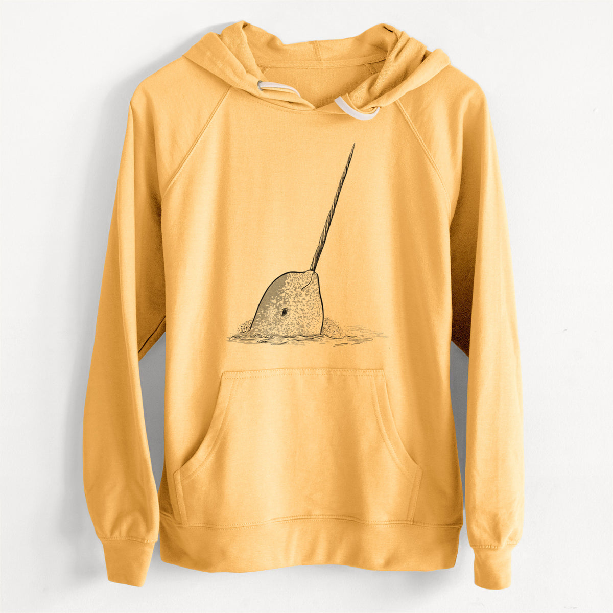 CLEARANCE - Narwhal - Monodon monoceros  - Unisex Slim Fit Loopback Terry Hoodie