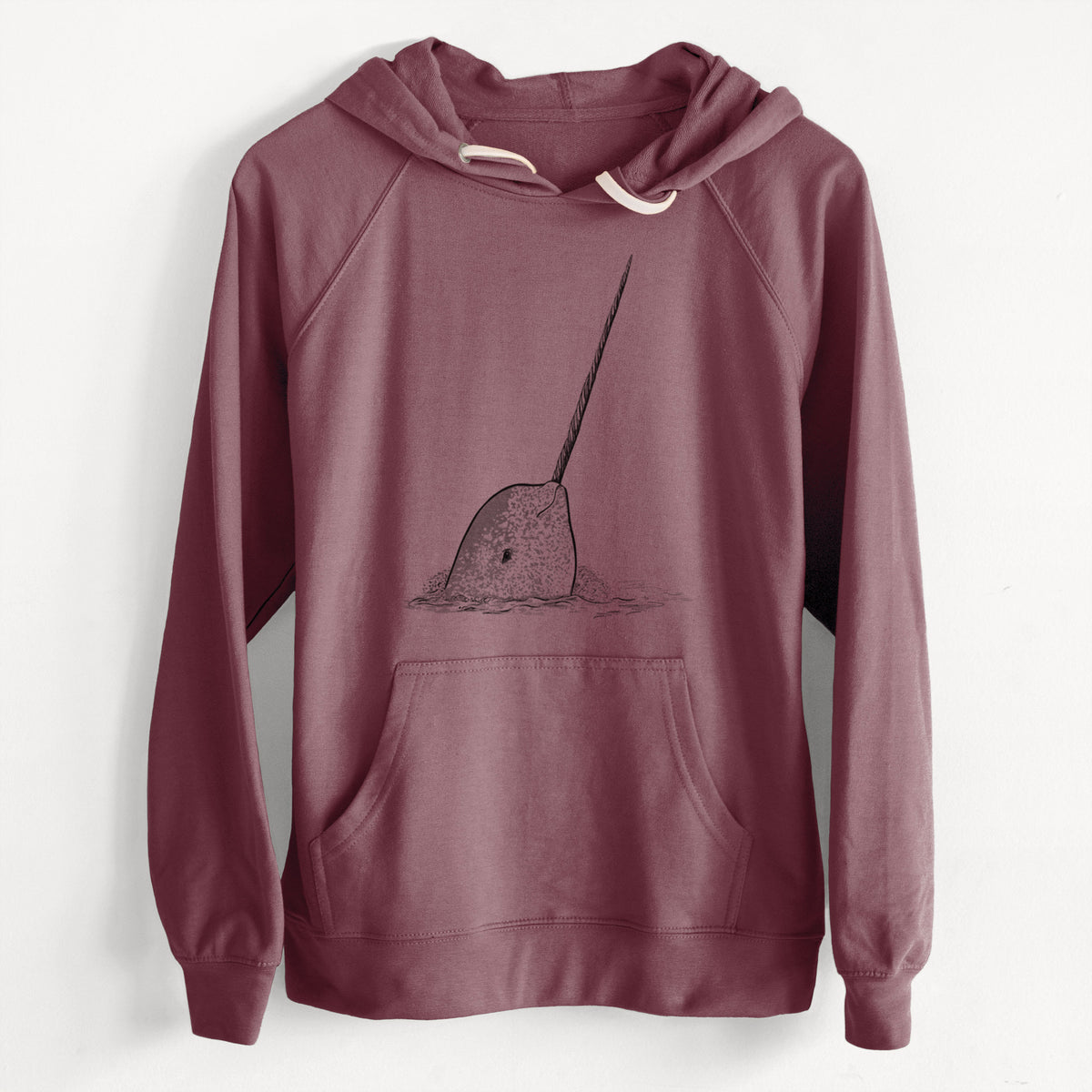 CLEARANCE - Narwhal - Monodon monoceros  - Unisex Slim Fit Loopback Terry Hoodie