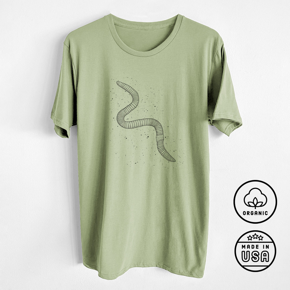 CLOSEOUT - Common Earthworm - Nightcrawler - Lumbricus terrestris - Unisex Crewneck - Made in USA - 100% Organic Cotton