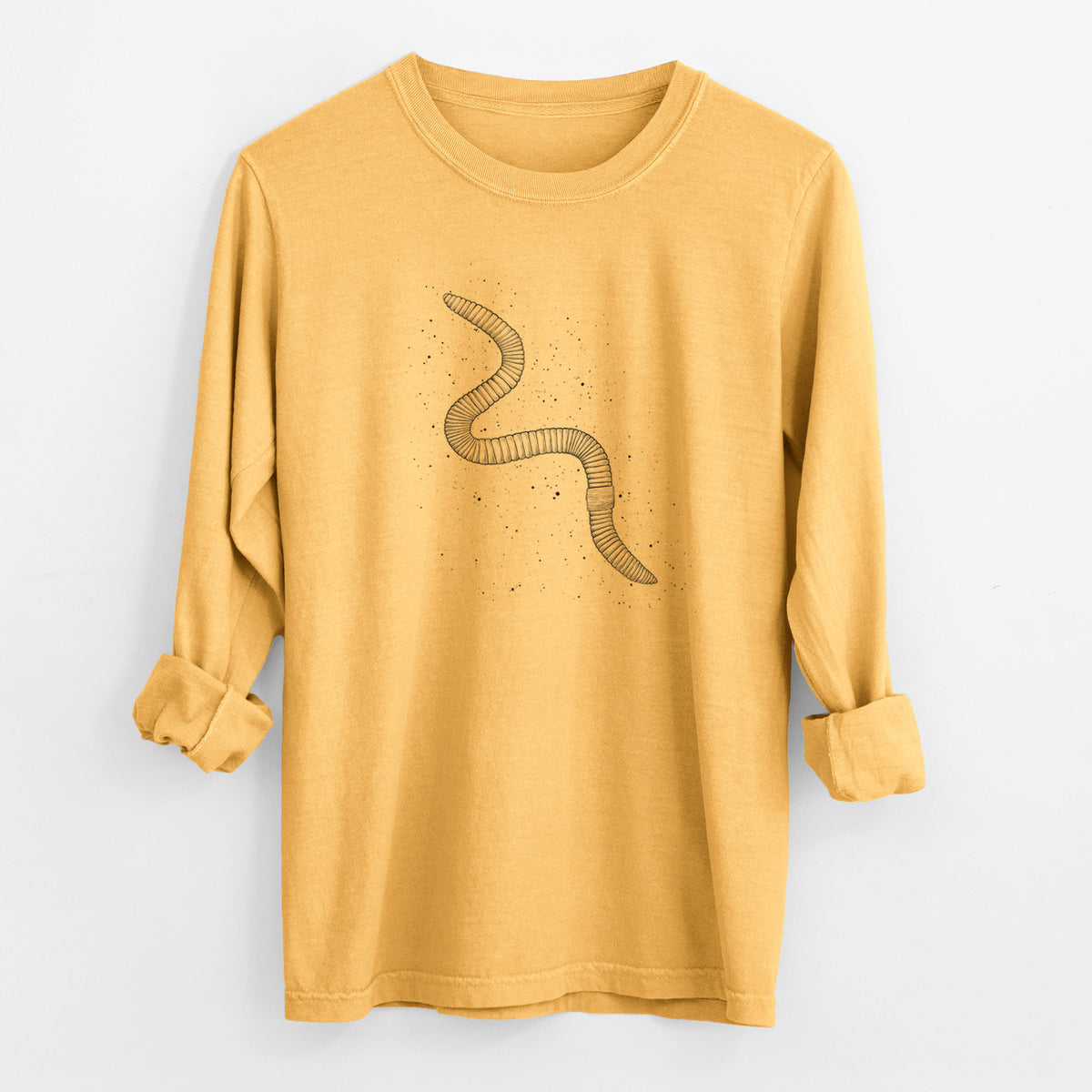 Common Earthworm - Nightcrawler - Lumbricus terrestris - Men&#39;s Heavyweight 100% Cotton Long Sleeve