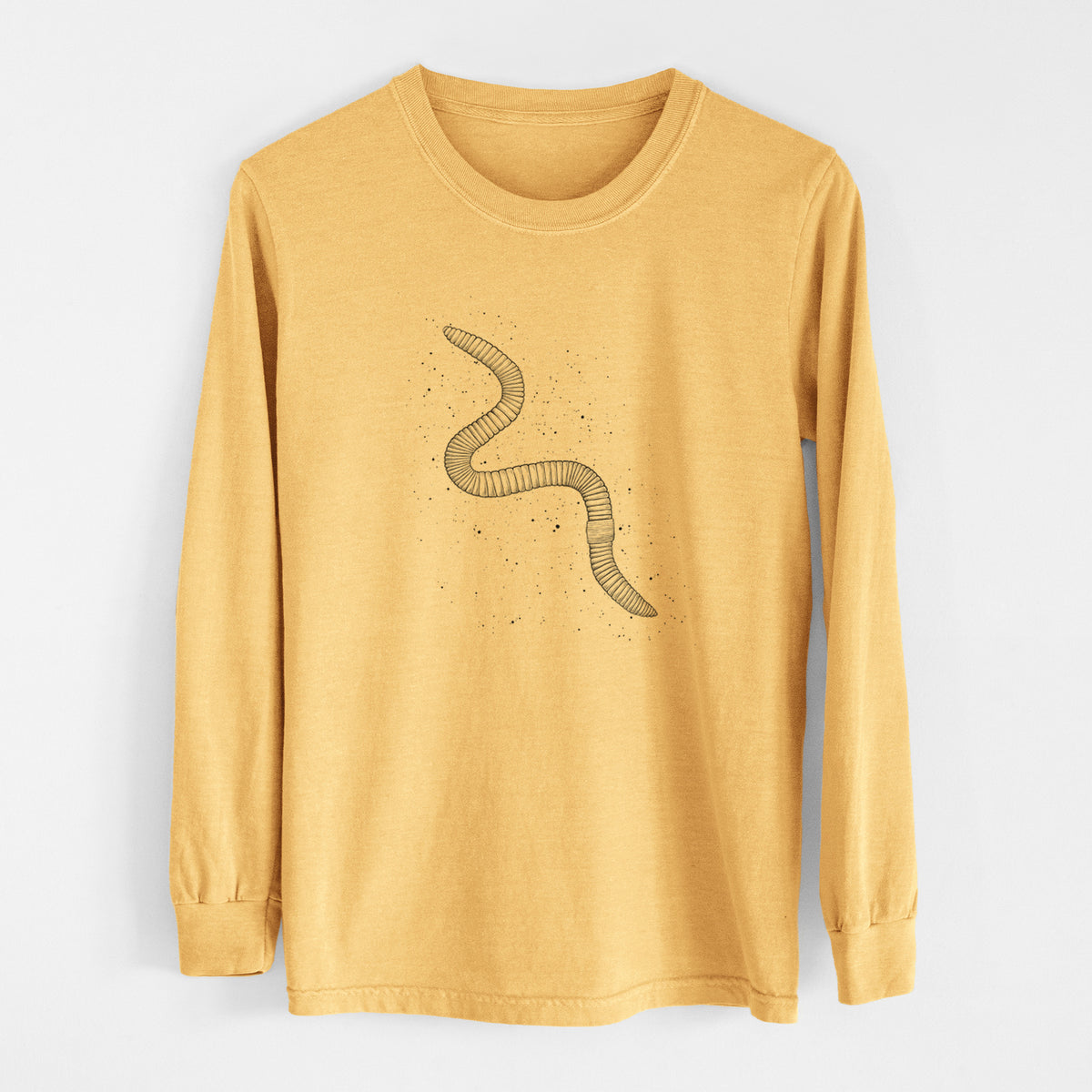 Common Earthworm - Nightcrawler - Lumbricus terrestris - Men&#39;s Heavyweight 100% Cotton Long Sleeve