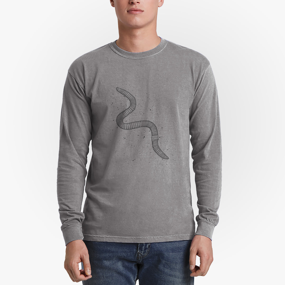 Common Earthworm - Nightcrawler - Lumbricus terrestris - Men&#39;s Heavyweight 100% Cotton Long Sleeve