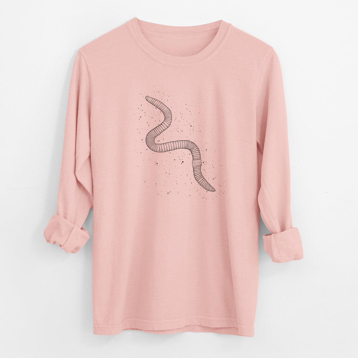 Common Earthworm - Nightcrawler - Lumbricus terrestris - Men&#39;s Heavyweight 100% Cotton Long Sleeve