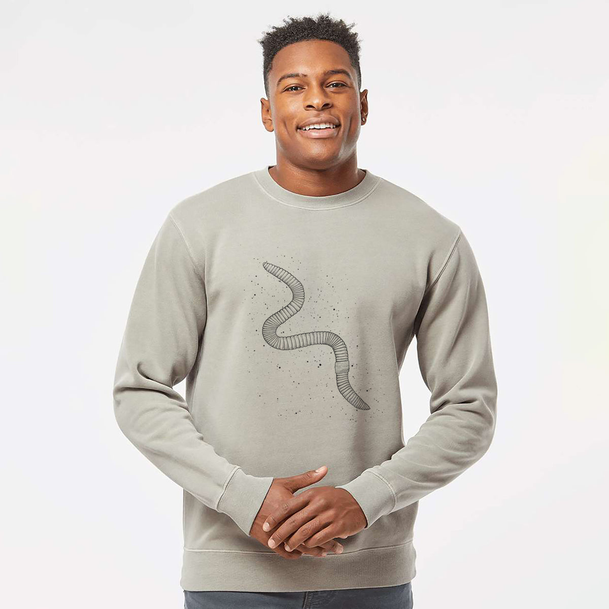 Common Earthworm - Nightcrawler - Lumbricus terrestris - Unisex Pigment Dyed Crew Sweatshirt