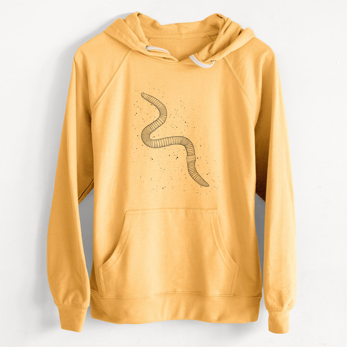 CLEARANCE - Common Earthworm - Nightcrawler - Lumbricus terrestris  - Unisex Slim Fit Loopback Terry Hoodie