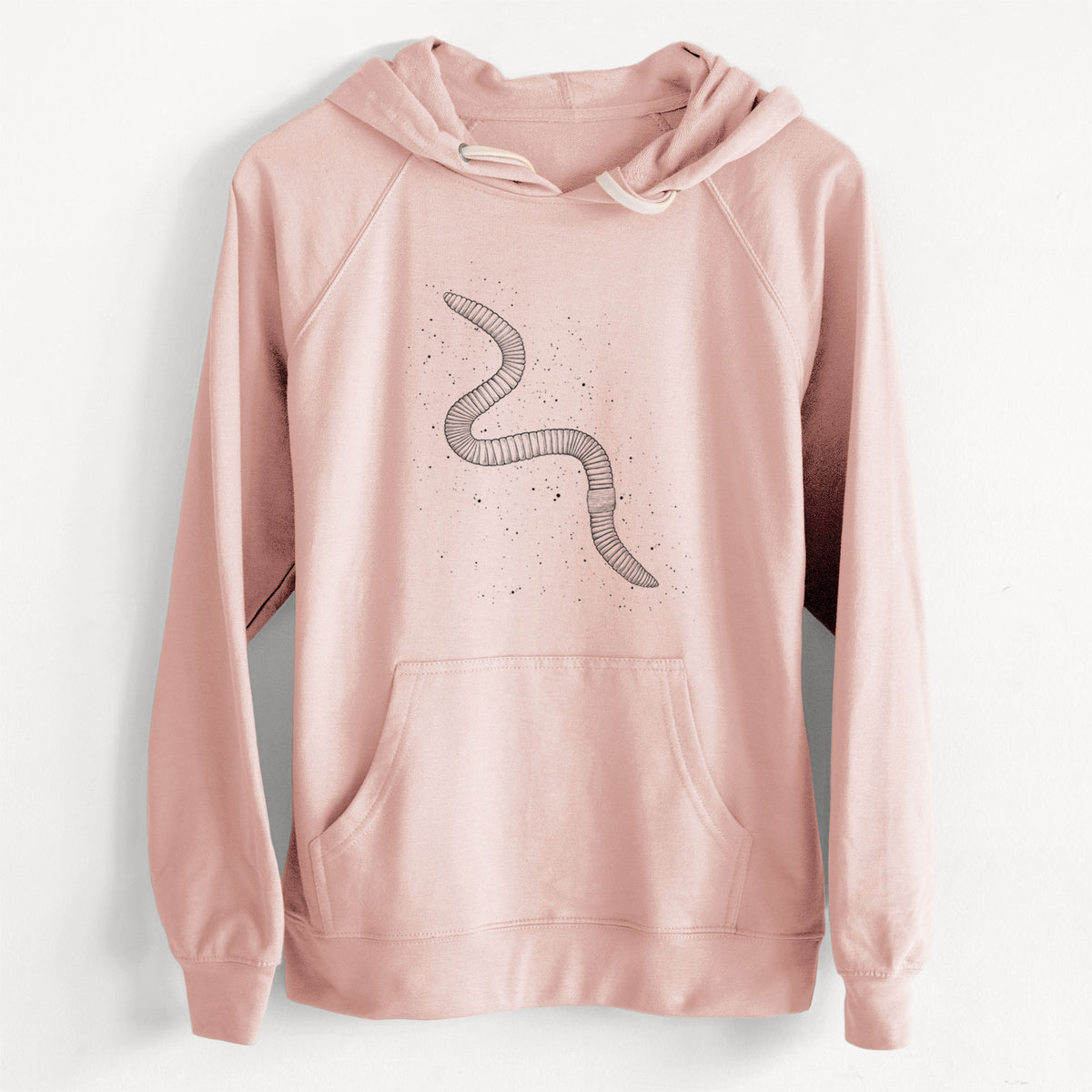 CLEARANCE - Common Earthworm - Nightcrawler - Lumbricus terrestris  - Unisex Slim Fit Loopback Terry Hoodie