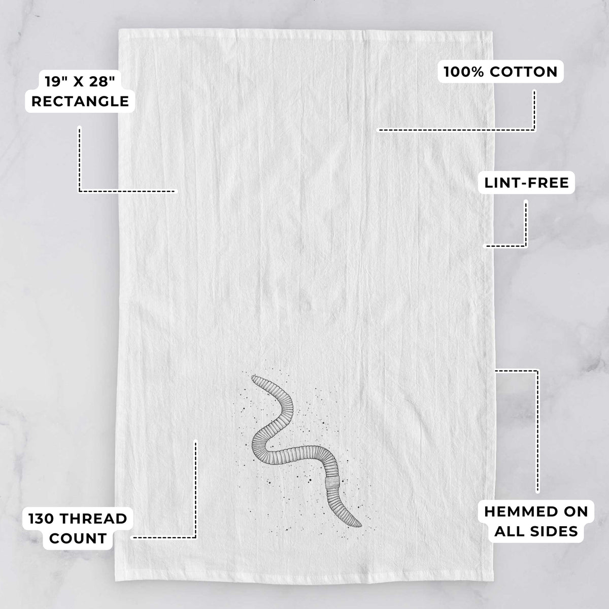 Common Earthworm - Nightcrawler - Lumbricus terrestris Tea Towel