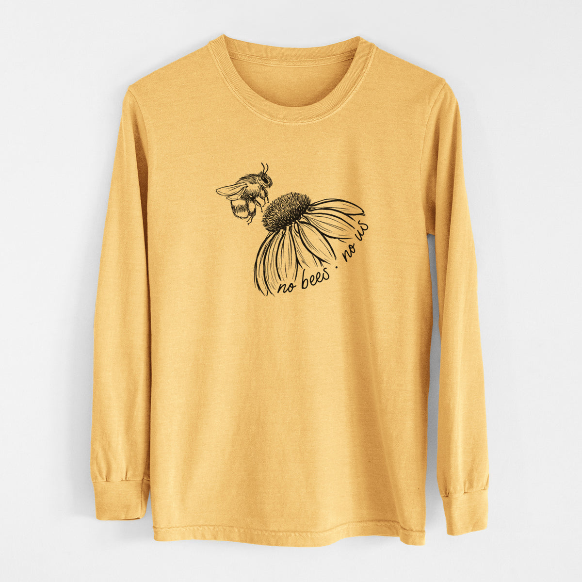 No Bees No Us - Men&#39;s Heavyweight 100% Cotton Long Sleeve