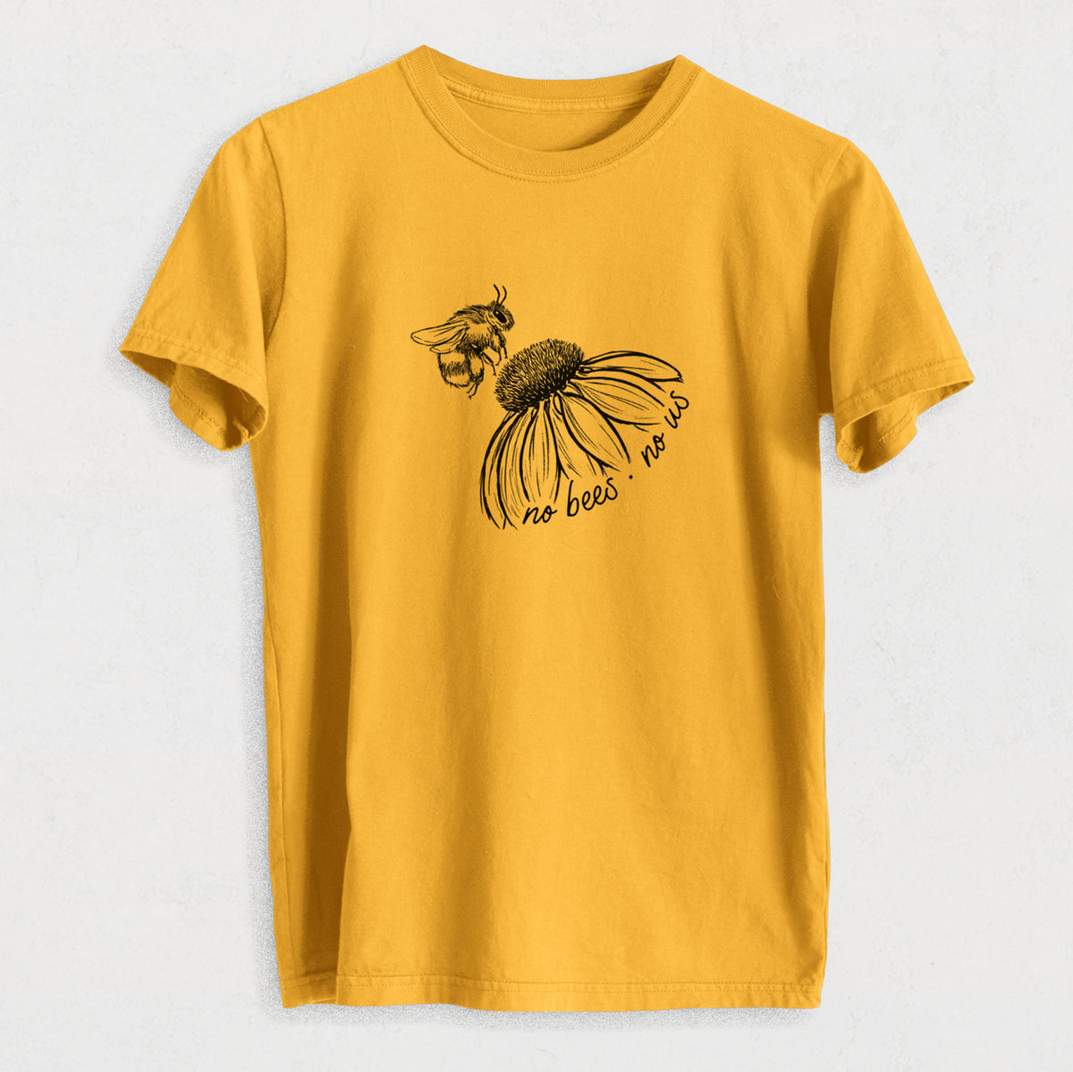 No Bees No Us - Heavyweight Men&#39;s 100% Organic Cotton Tee