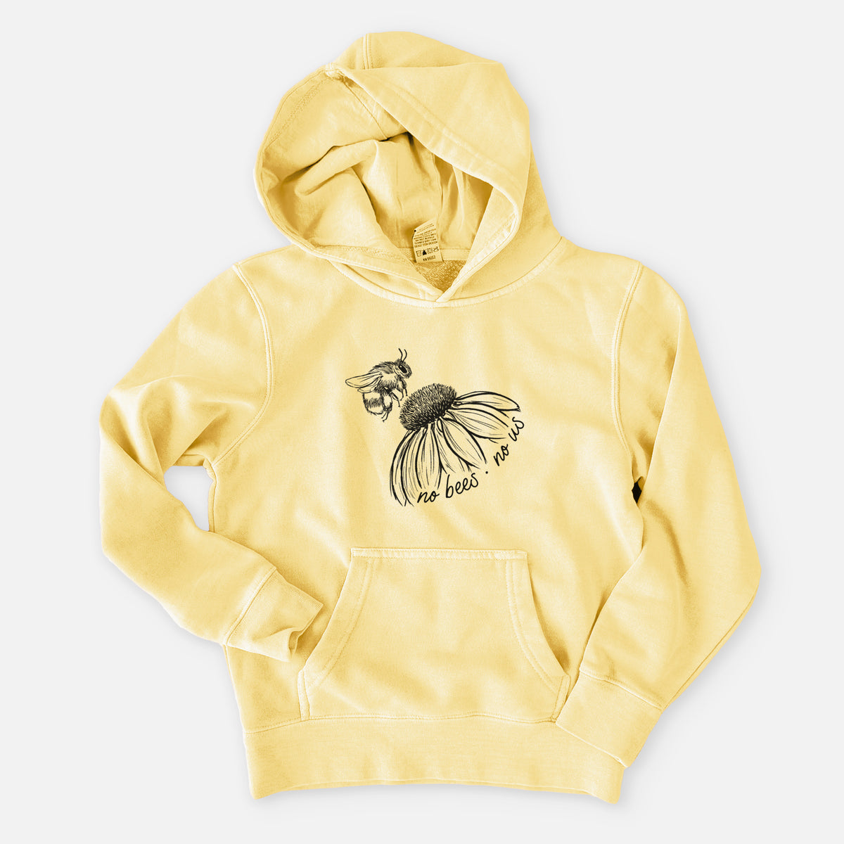 No Bees No Us - Youth Pigment Dyed Hoodie