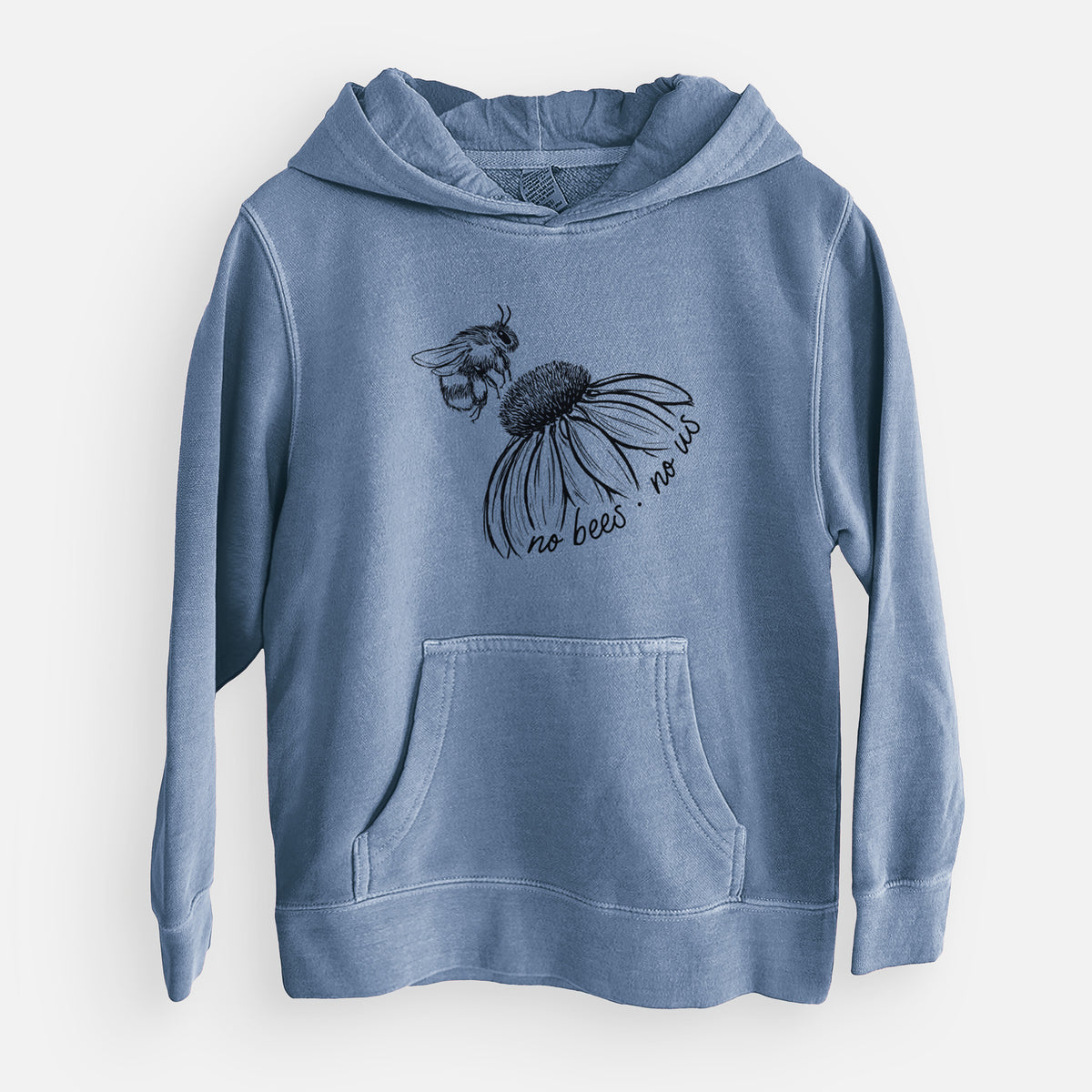 No Bees No Us - Youth Pigment Dyed Hoodie