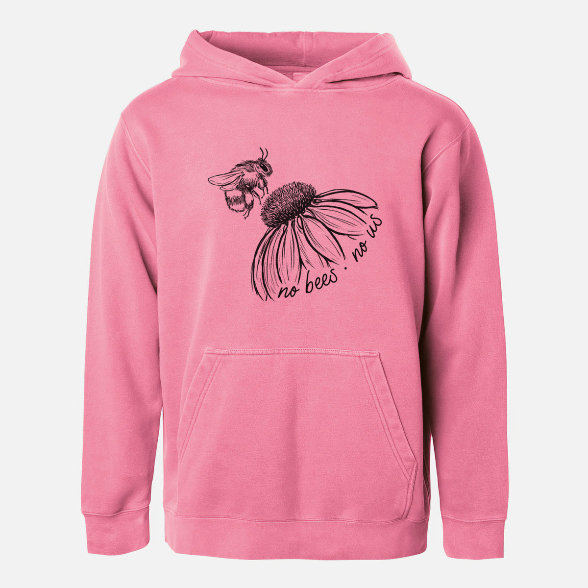 No Bees No Us - Youth Pigment Dyed Hoodie