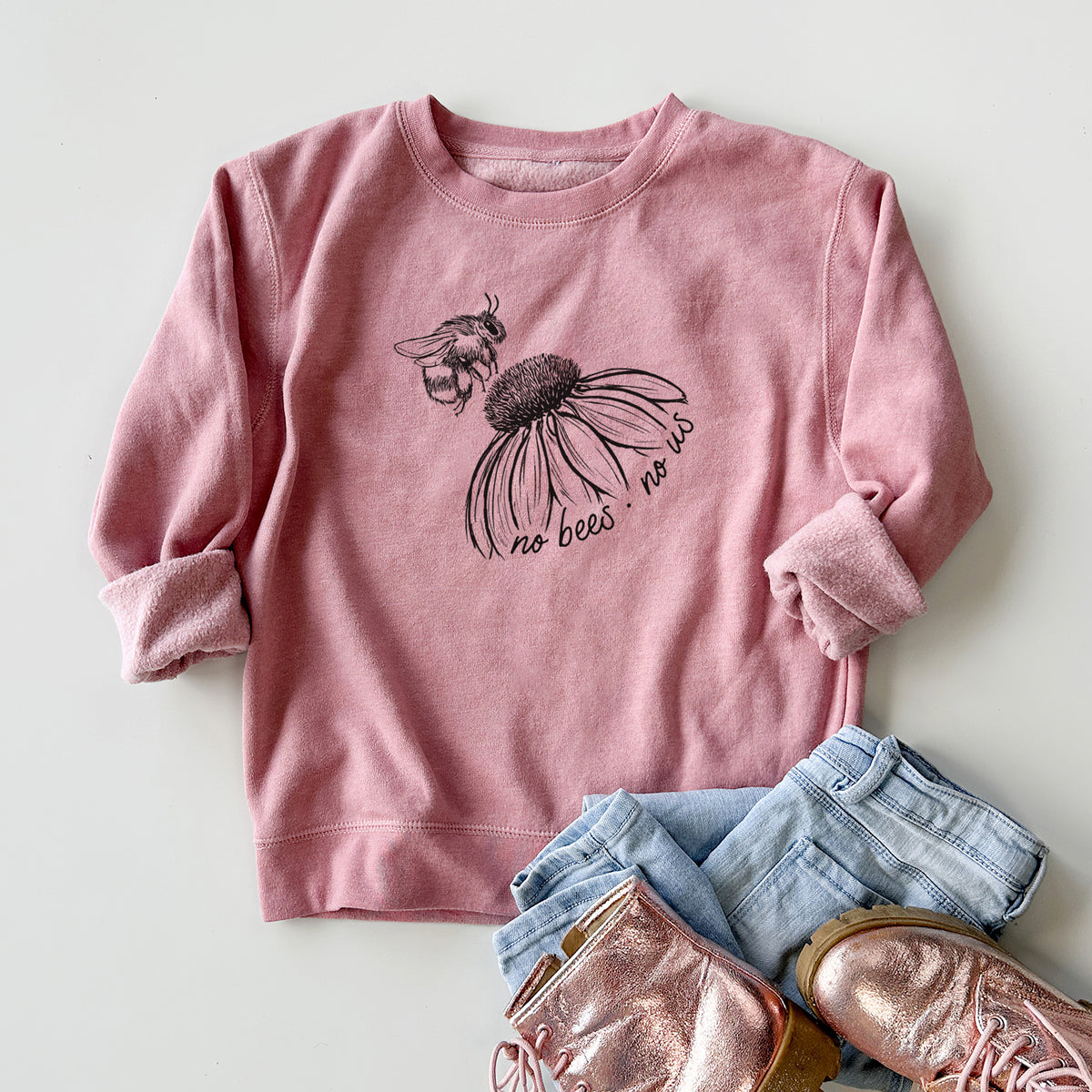 No Bees No Us - Youth Lightweight Crewneck Sweatshirt