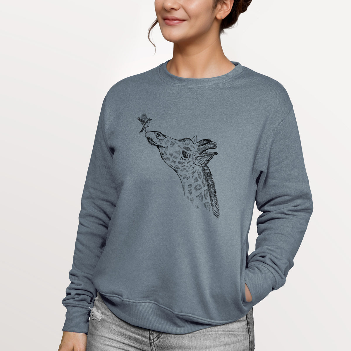 Northern Giraffe - Giraffa camelopardalis  - Unisex Reclaimed Crewneck Sweatshirt