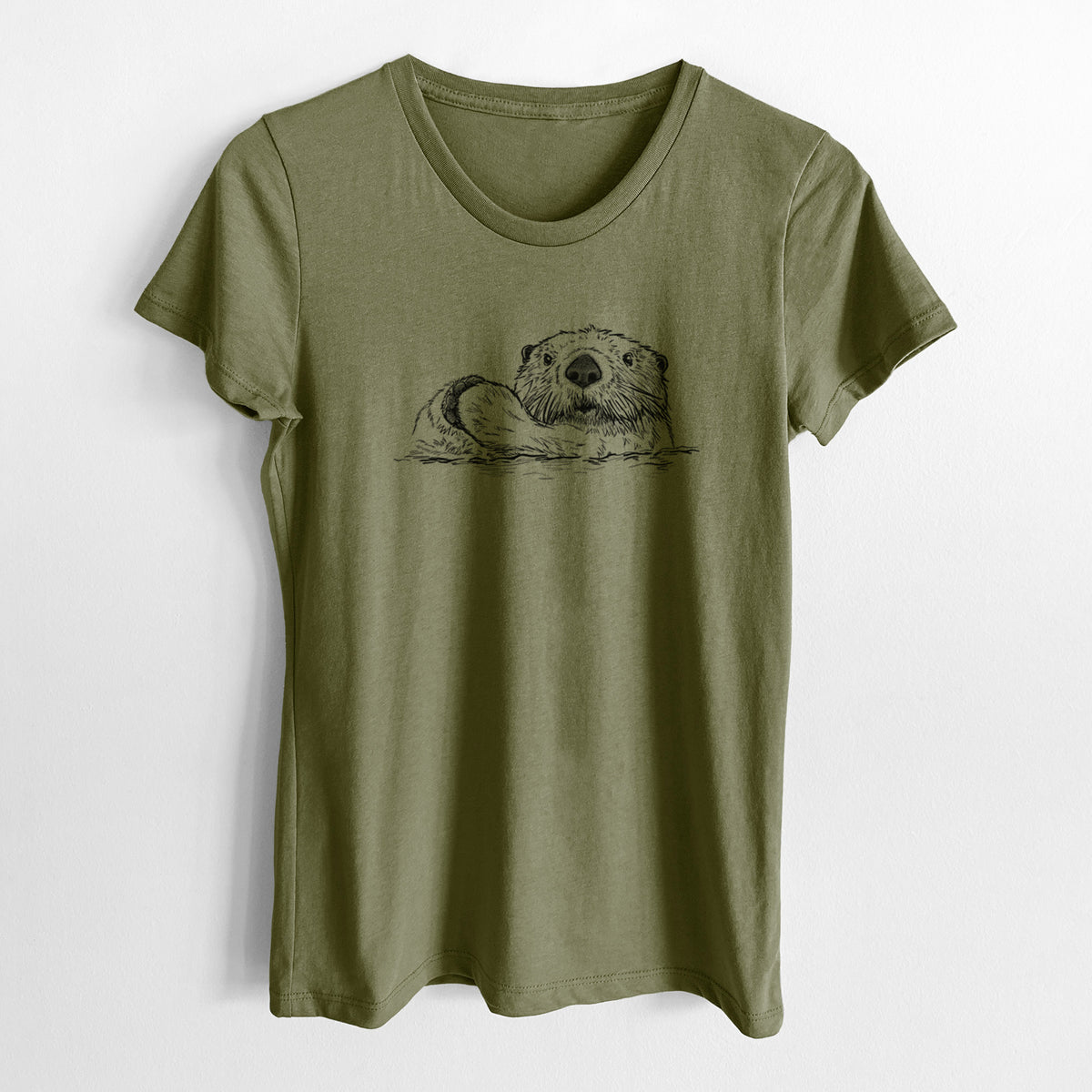 Northern Sea Otter - Enhydra lutris kenyoni - Women&#39;s Crewneck - Made in USA - 100% Organic Cotton