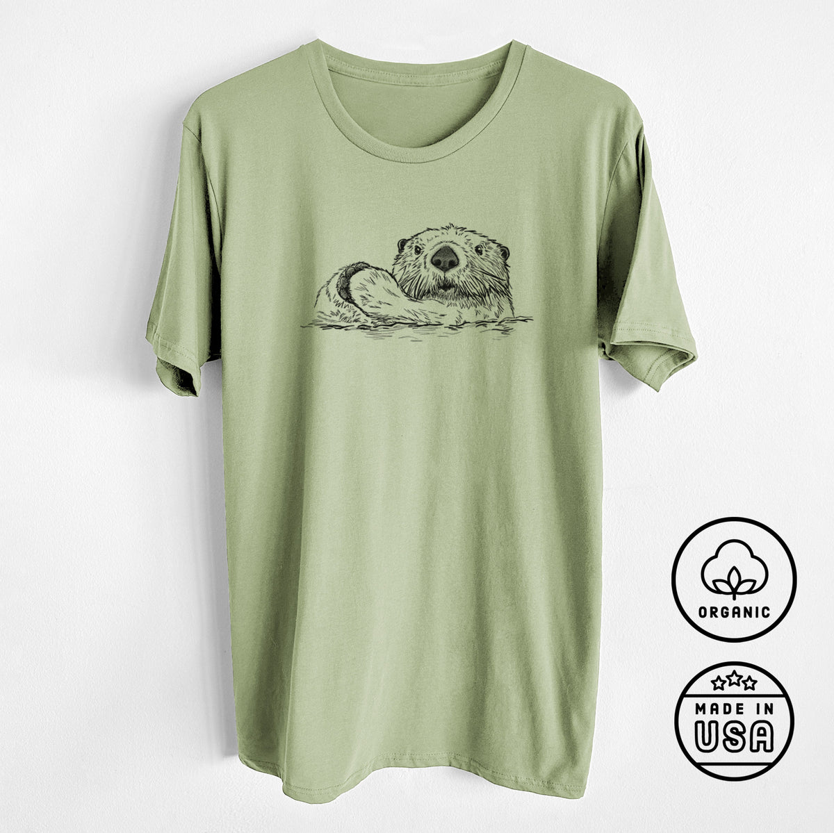 CLOSEOUT - Northern Sea Otter - Enhydra lutris kenyoni - Unisex Crewneck - Made in USA - 100% Organic Cotton