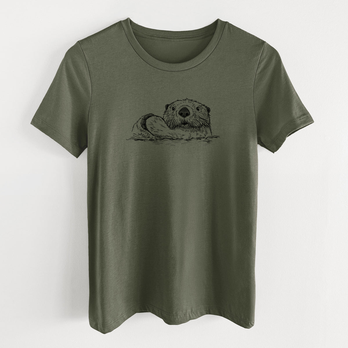 Northern Sea Otter - Enhydra lutris kenyoni - Women&#39;s Lightweight Relaxed Fit 100% Cotton Crewneck