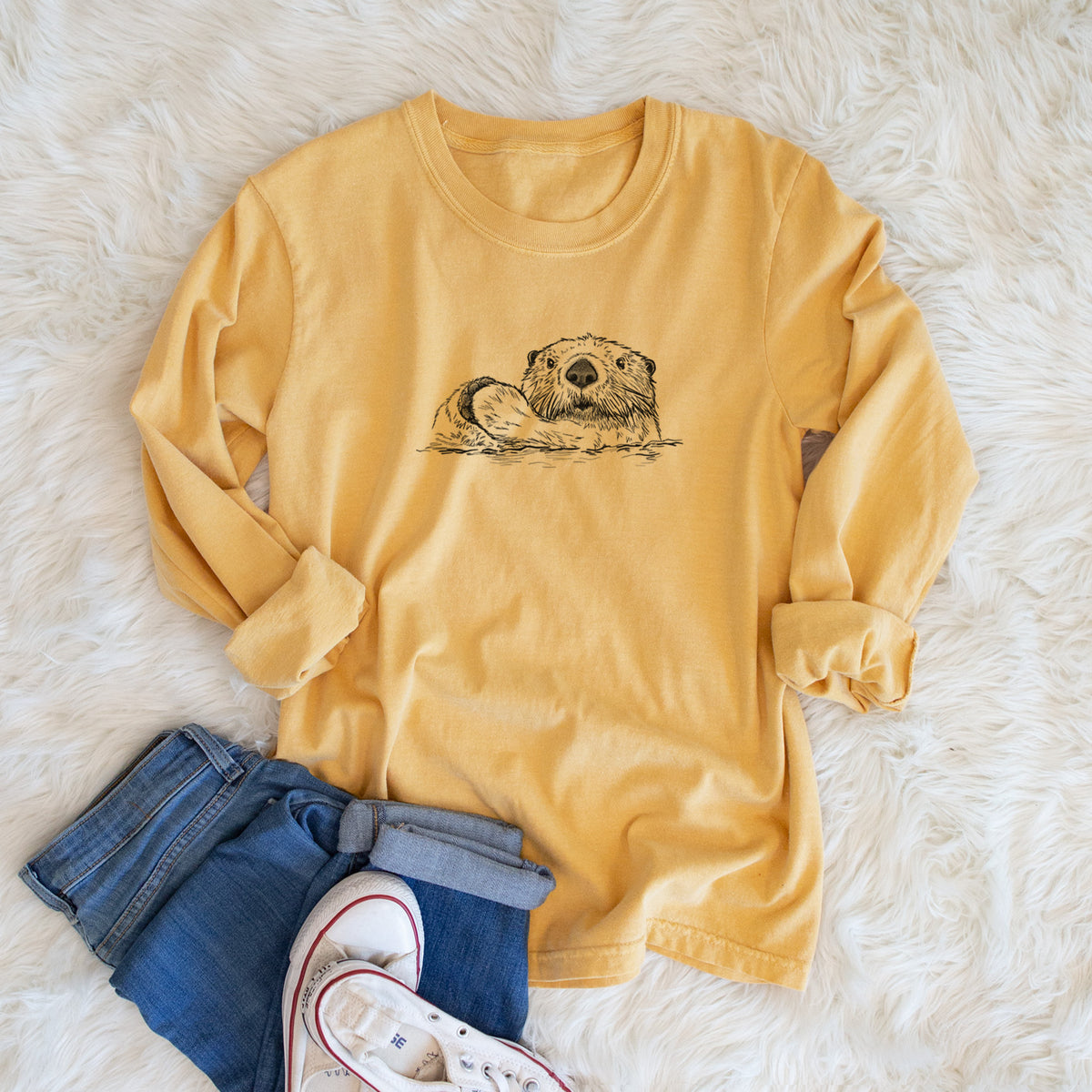 Northern Sea Otter - Enhydra lutris kenyoni - Unisex Comfort Colors 100% Cotton Long Sleeve