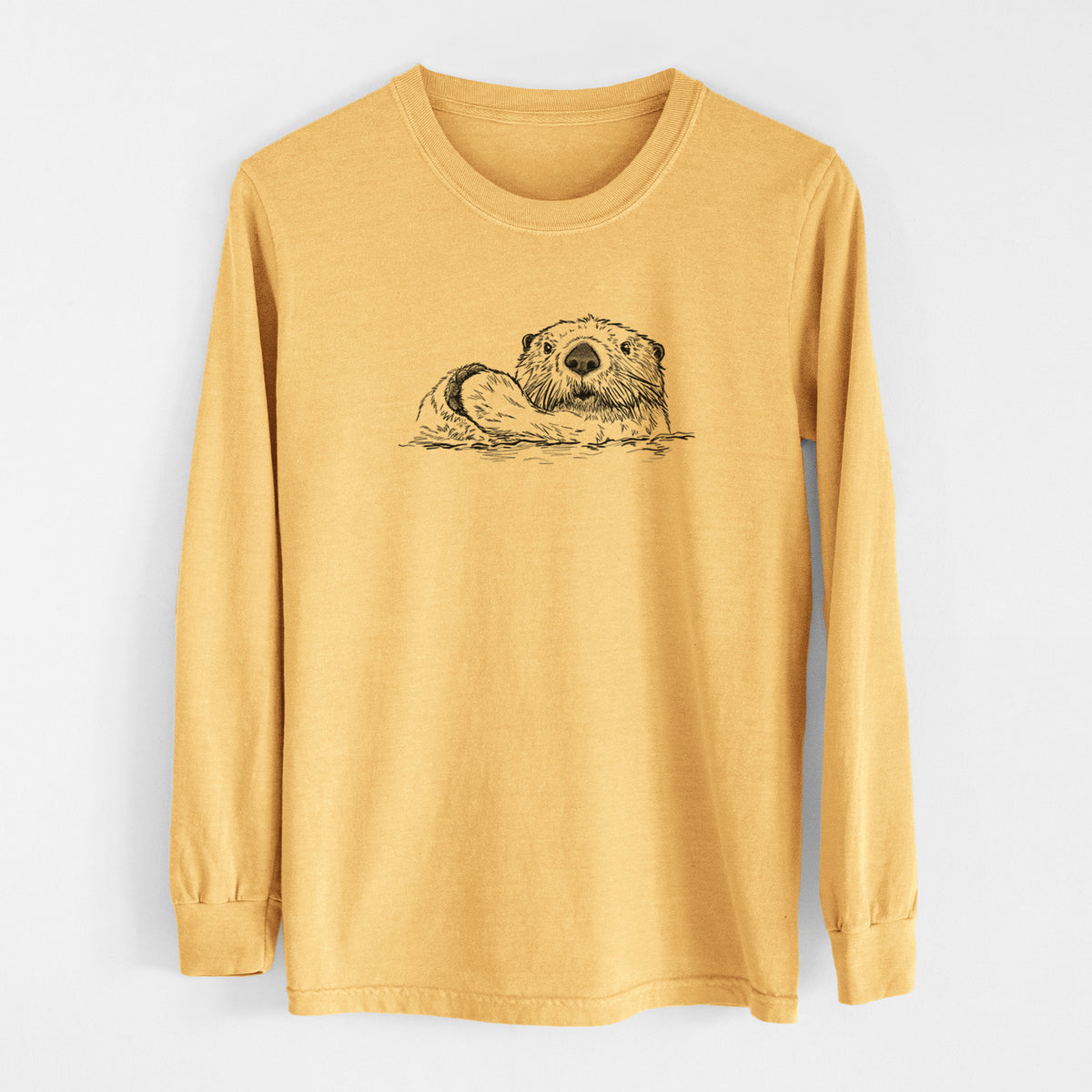 Northern Sea Otter - Enhydra lutris kenyoni - Men&#39;s Heavyweight 100% Cotton Long Sleeve