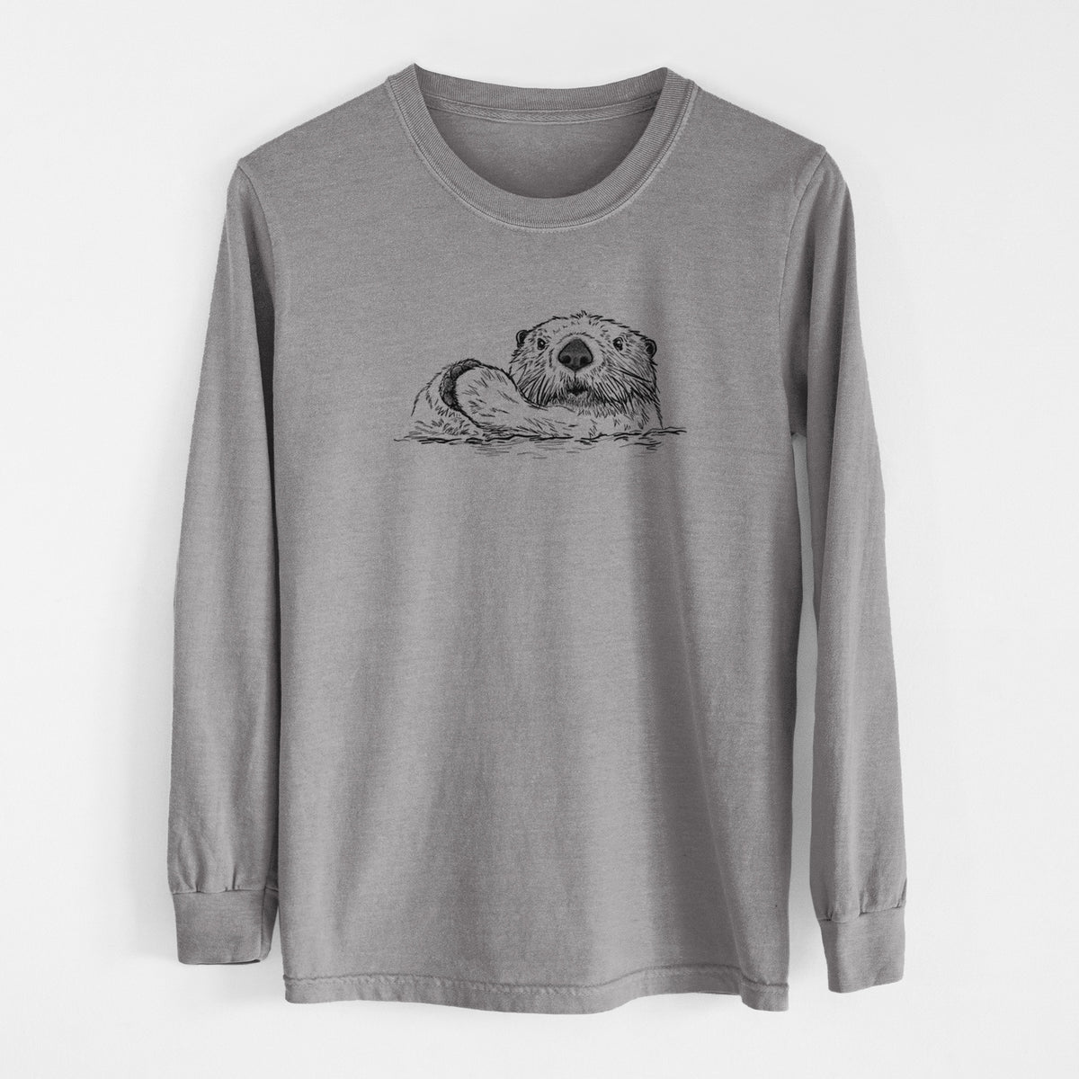 Northern Sea Otter - Enhydra lutris kenyoni - Men&#39;s Heavyweight 100% Cotton Long Sleeve