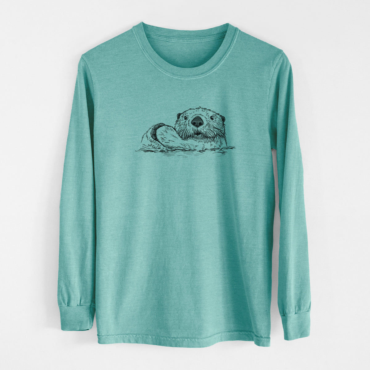 Northern Sea Otter - Enhydra lutris kenyoni - Men&#39;s Heavyweight 100% Cotton Long Sleeve