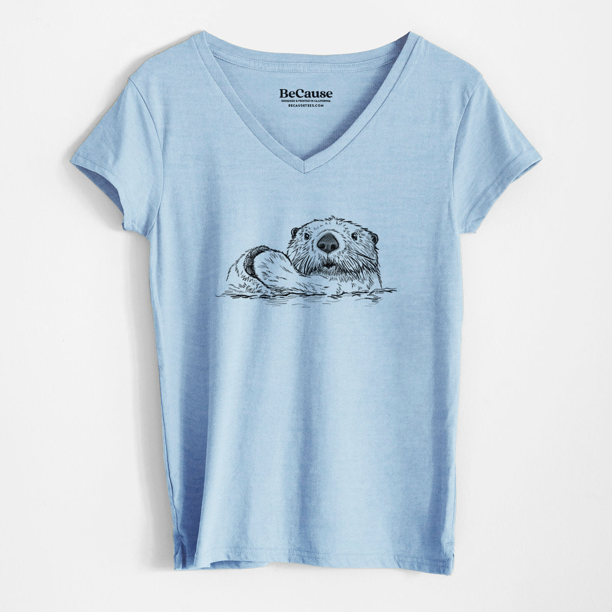 Northern Sea Otter - Enhydra lutris kenyoni - Women&#39;s 100% Recycled V-neck