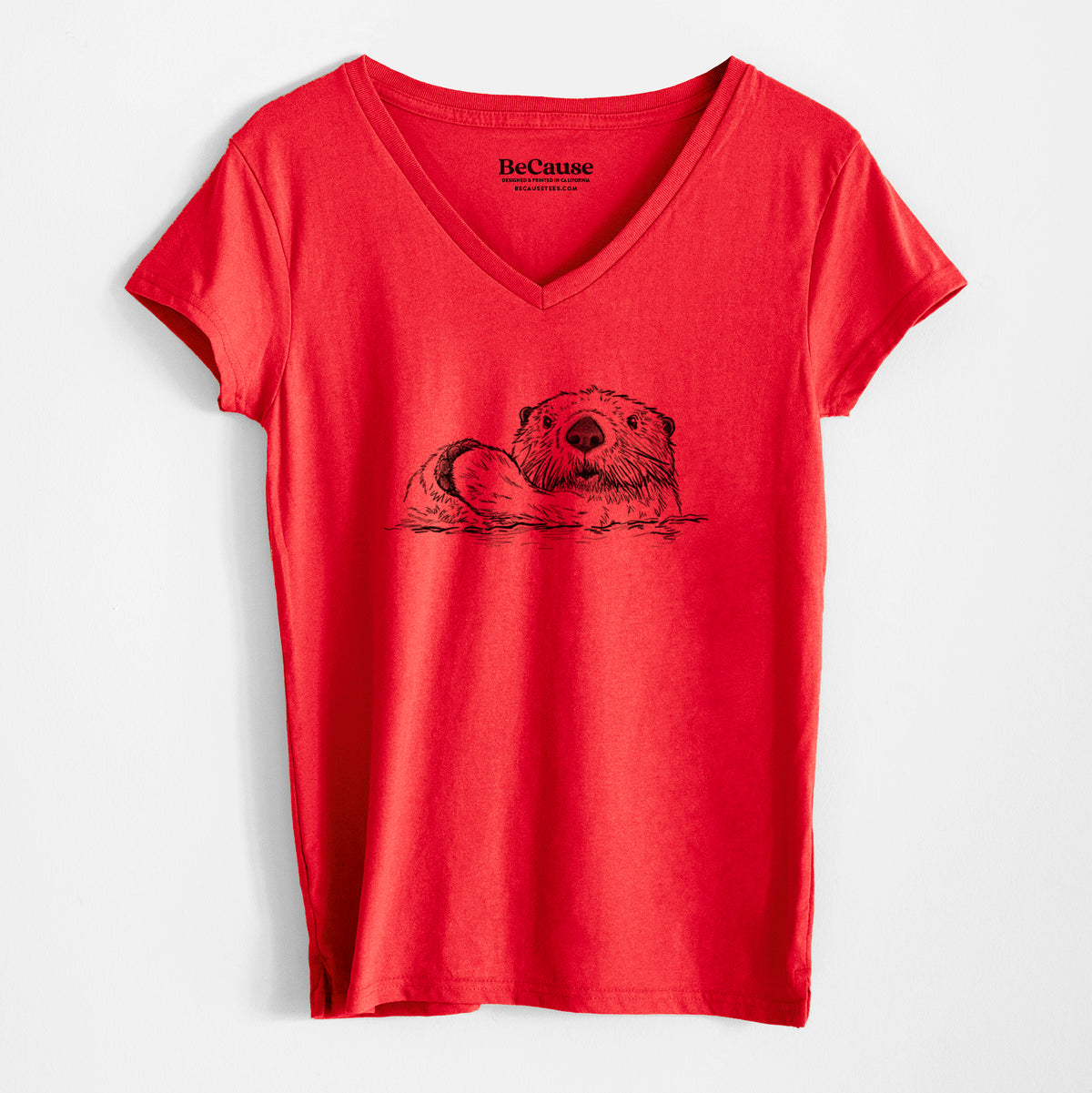 Northern Sea Otter - Enhydra lutris kenyoni - Women&#39;s 100% Recycled V-neck