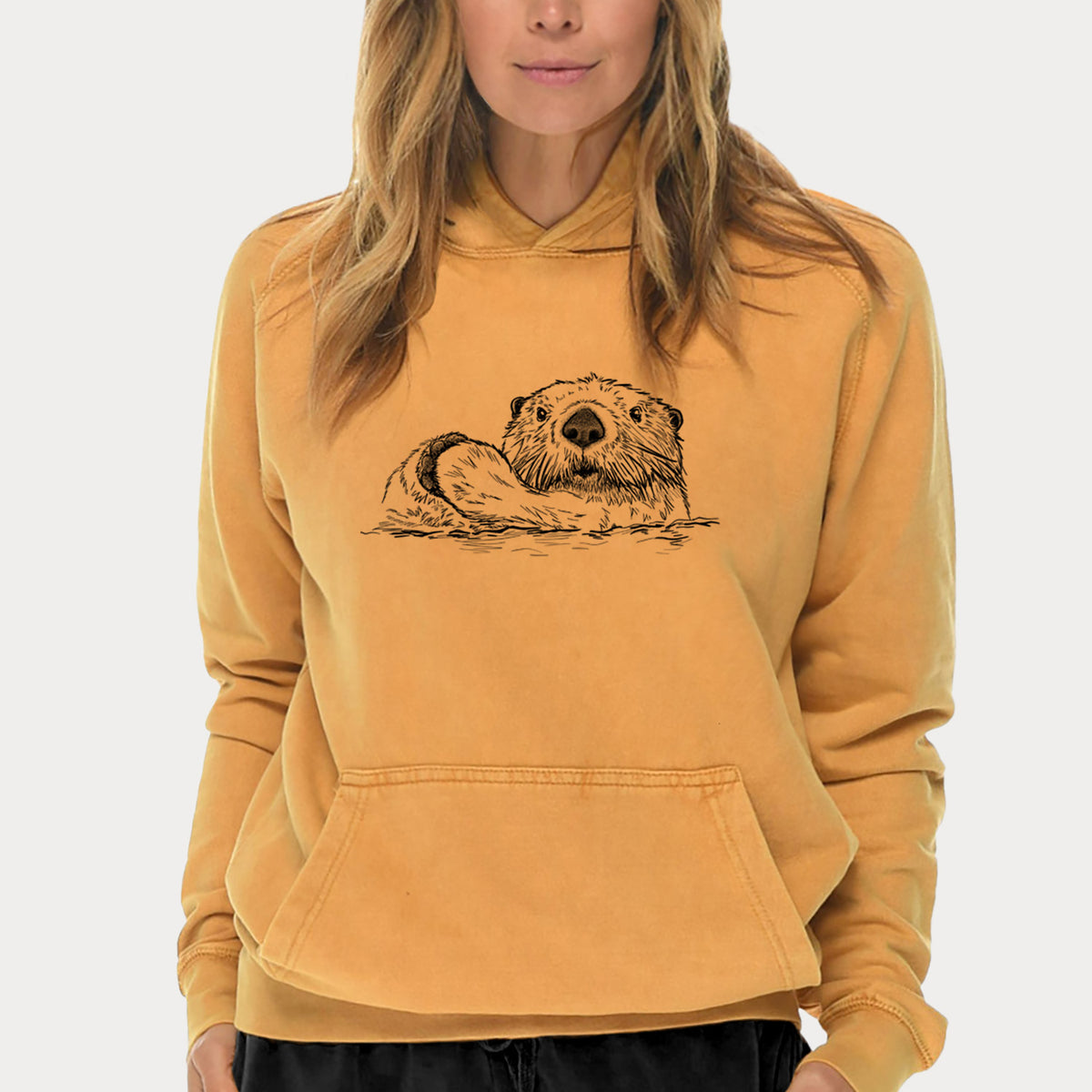 Northern Sea Otter - Enhydra lutris kenyoni  - Mid-Weight Unisex Vintage 100% Cotton Hoodie
