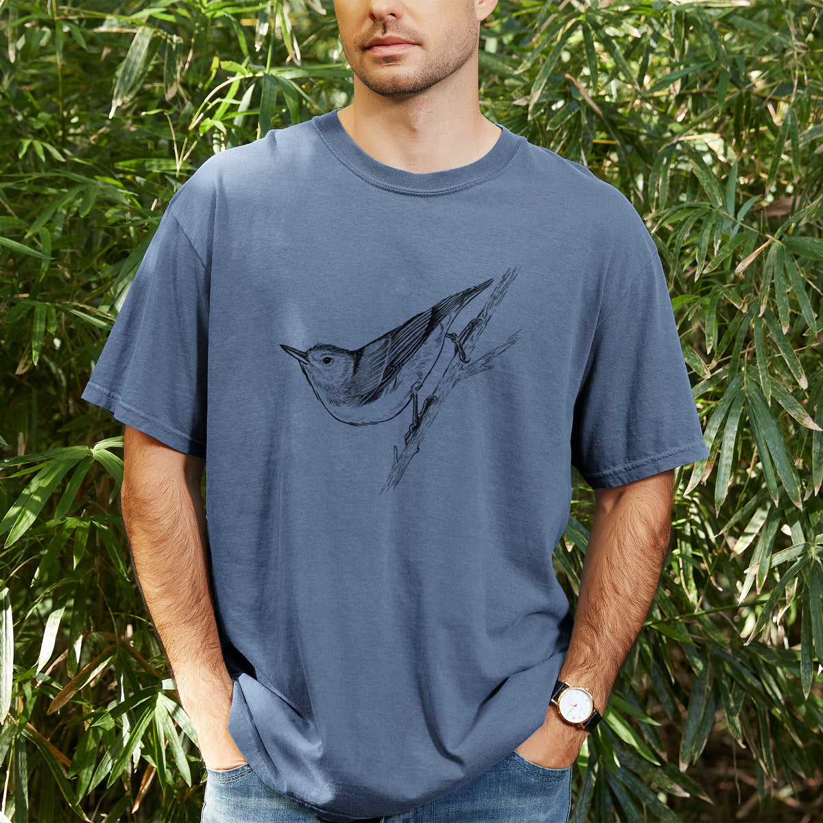White-breasted Nuthatch - Sitta carolinensis - Unisex Comfort Colors Garment-Dyed Heavyweight T-shirt
