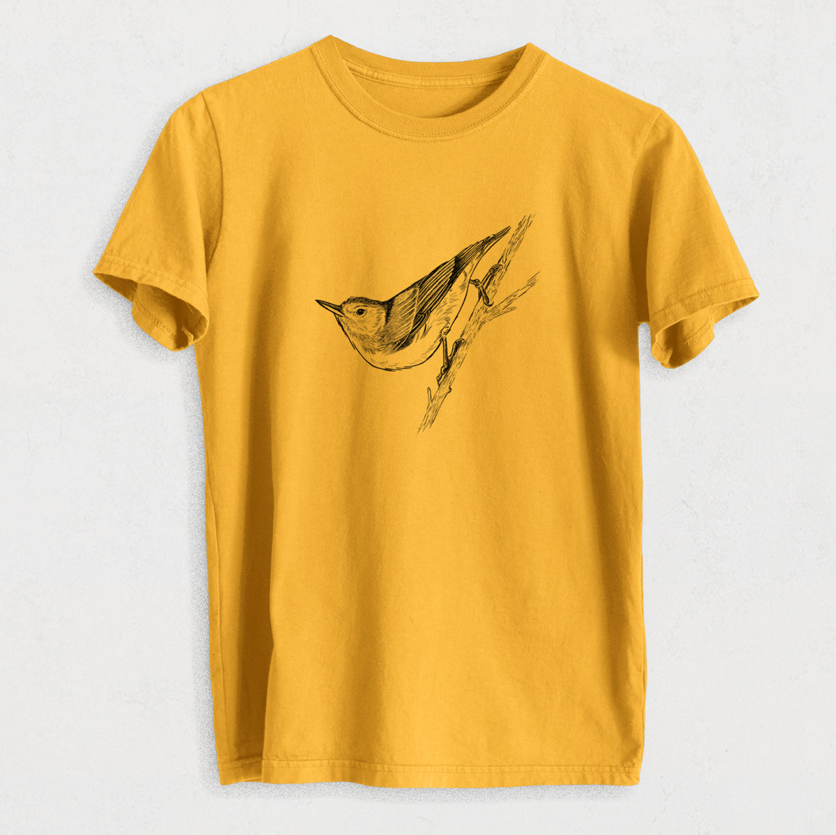 White-breasted Nuthatch - Sitta carolinensis - Heavyweight Men&#39;s 100% Organic Cotton Tee