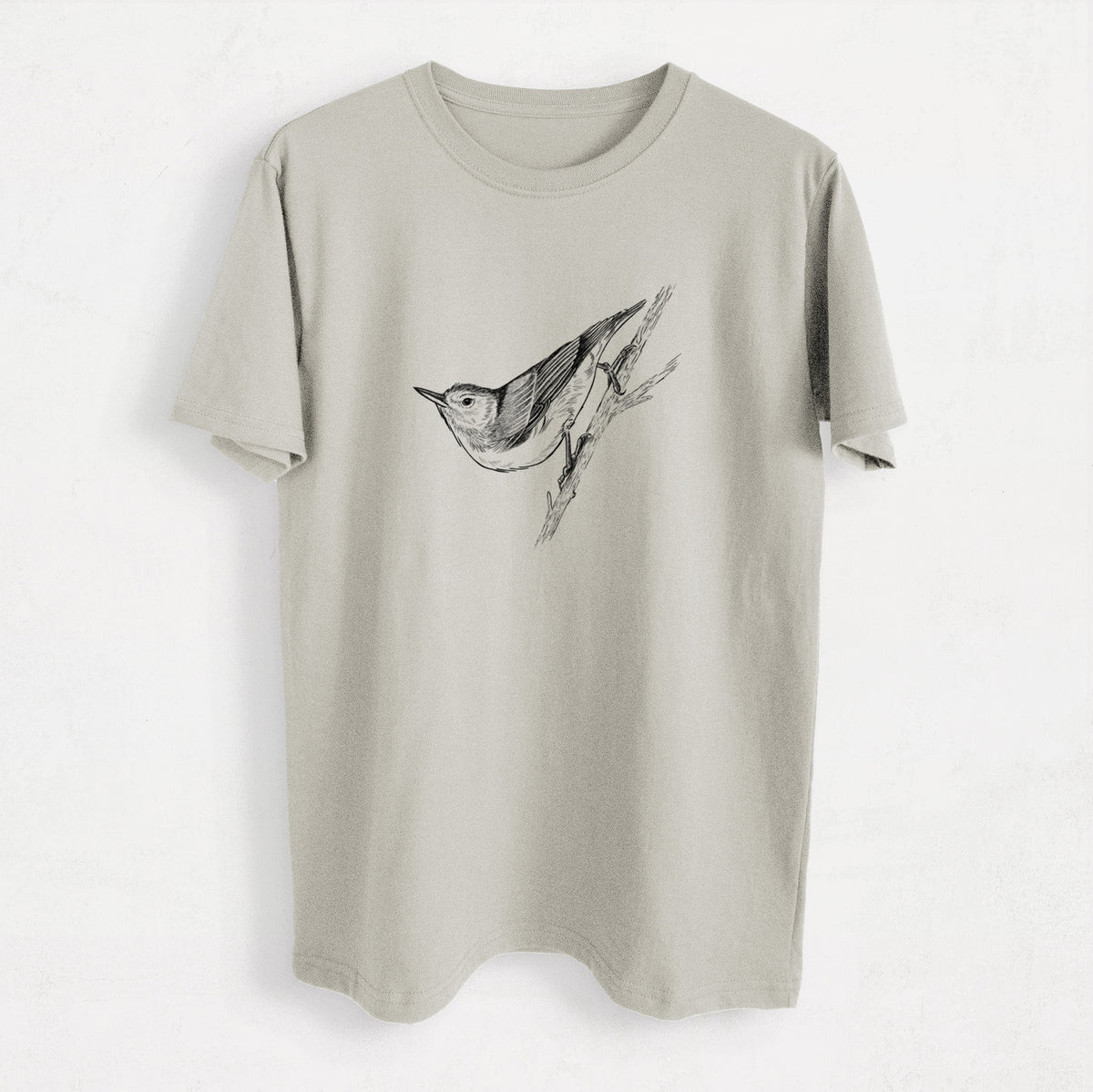 White-breasted Nuthatch - Sitta carolinensis - Heavyweight Men&#39;s 100% Organic Cotton Tee